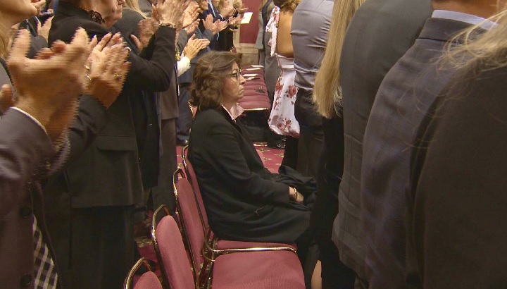 Claire Samson during the swearing in ceremony of CAQ MNAs at the Quebec legislature on Thursday, Oct. 18, 2018.