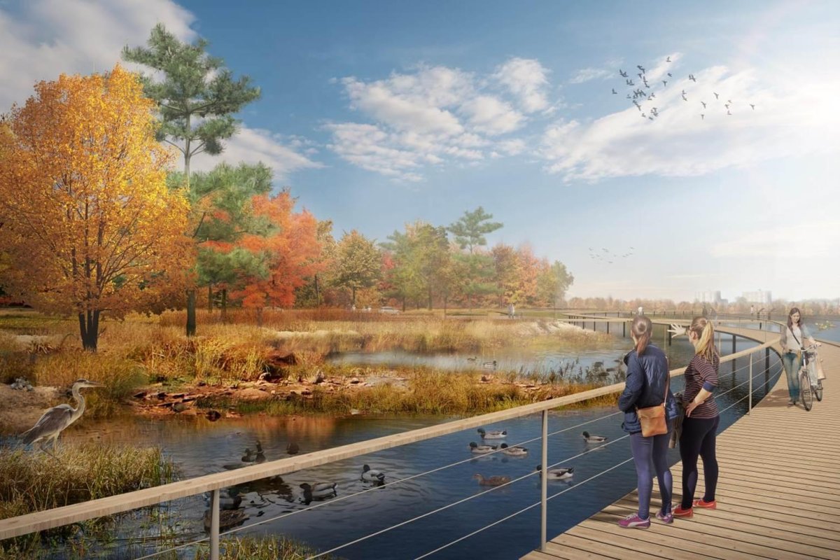 Several concept images for the design of the NCC's river front park, The commission is seeking the public's suggestions to name the park.