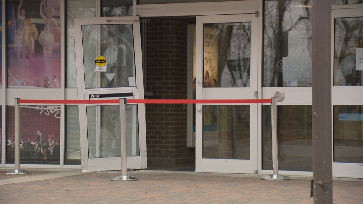 Investigations are underway after two thieves attempted to steal an ATM from Conexus Arts Centre, causing damage to the building.