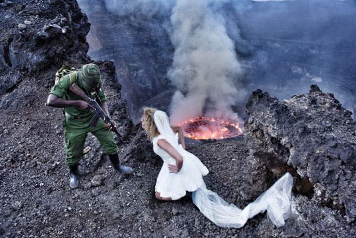 Travel photographer John Milton and his wife staged their wedding photos in 2017.