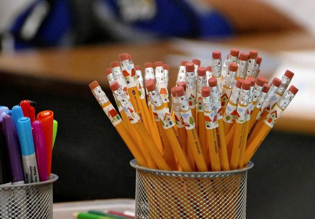 Pencils are at the ready on a teachers desk at Bruns Academy in Charlotte, N.C. on July 24, 2017. Some Ontario educators are raising concerns about the province's move to halt funding that would allow current teachers to gain math qualifications in the wake of an announcement that new teachers would be required to pass a proficiency test on the subject before entering the classroom. THE CANADIAN PRESS/AP, Davie Hinshaw/The Charlotte Observer.