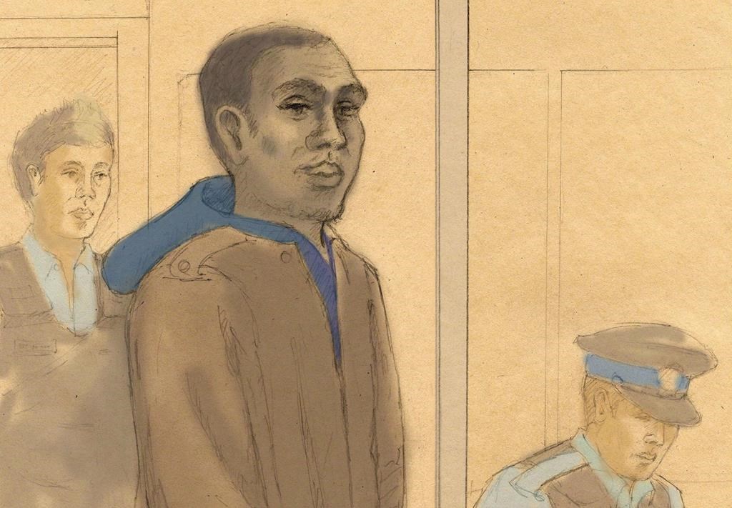Christopher Husbands appears in court in Toronto on Monday, June 4, 2012 in this artist's sketch. The trial of a man facing murder charges in connection with a shooting at Toronto's Eaton Centre six years ago got underway on Monday. THE CANADIAN PRESS/Tammy Hoy.