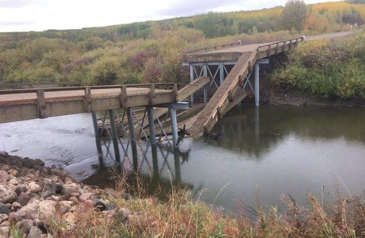 The Dyck Memorial Bridge in the Rural Municipality of Clayton opened to traffic Sept. 14, but collapsed into the Swan River later that day. No one was hurt and the contractor is responsible for repairs.