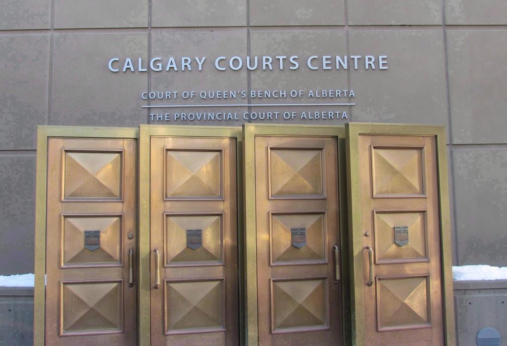 The sign at the Calgary Courts Centre in Calgary is shown on Friday, Jan. 5, 2018.