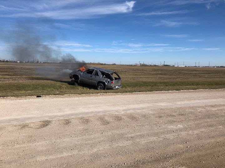 A single-vehicle rollover was reported just before 2 p.m. on Friday near the intersection of Plessis Road and Dawson Road South.