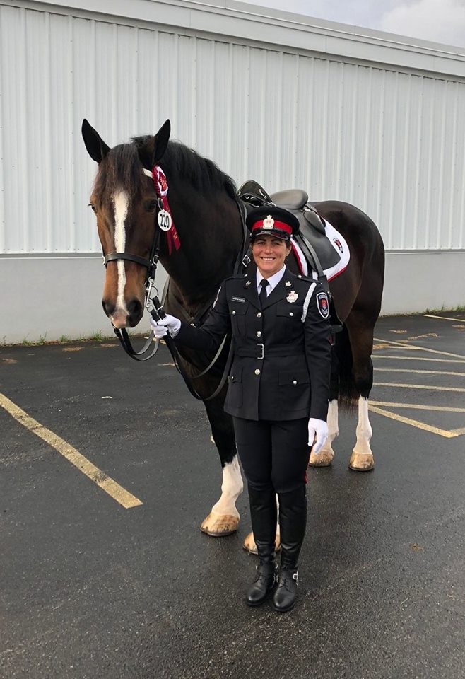 Kingston Police Constable, Sarah Groenewegen poses with Murney during the trip to the North American Police Equestrian Championships last weekend.