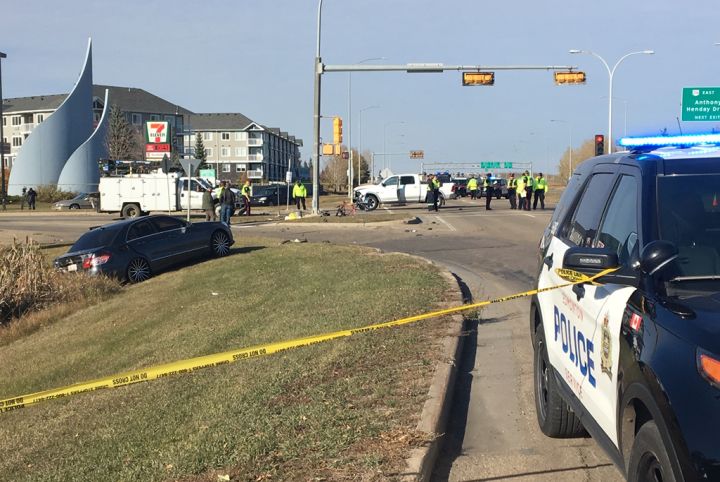 A cyclist was taken to hospital on Thursday after collision involving him and two other vehicles in the area of 97 Street and 176 Avenue.