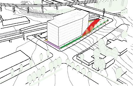 A view of how the proposed development would look next to the East Van Cross.