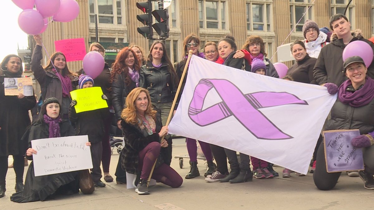 A group of Montrealers marched down the city streets to raise awareness about domestic violence.