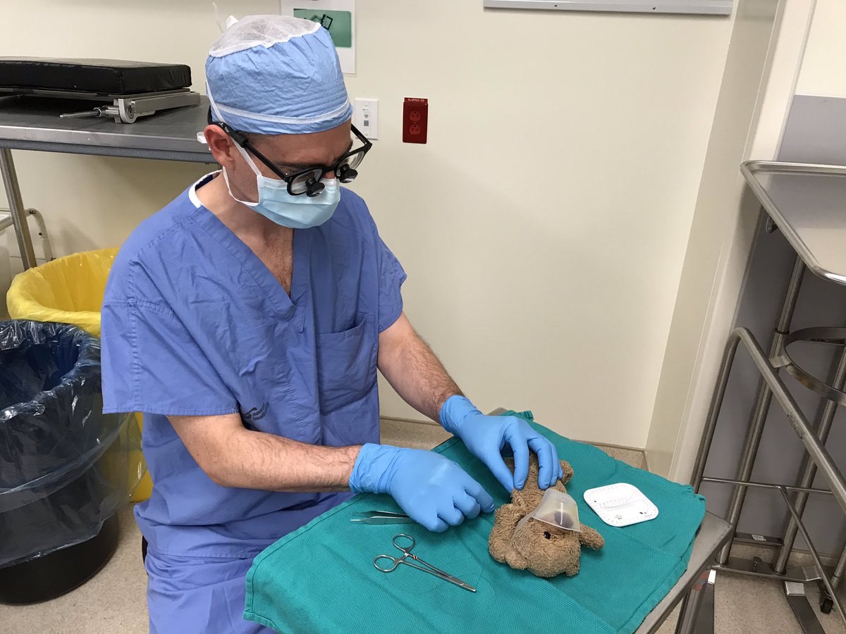 A Halifax neurosurgeon helped sew up a young patient's teddy bear and won the hearts of Twitter users around the world. 