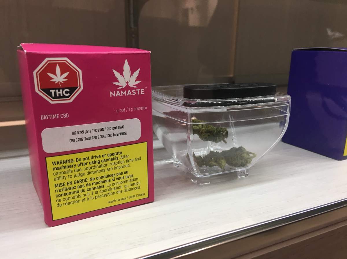 Marijuana products on display inside a Cannabis NB store in Moncton on Oct. 17, 2018. 