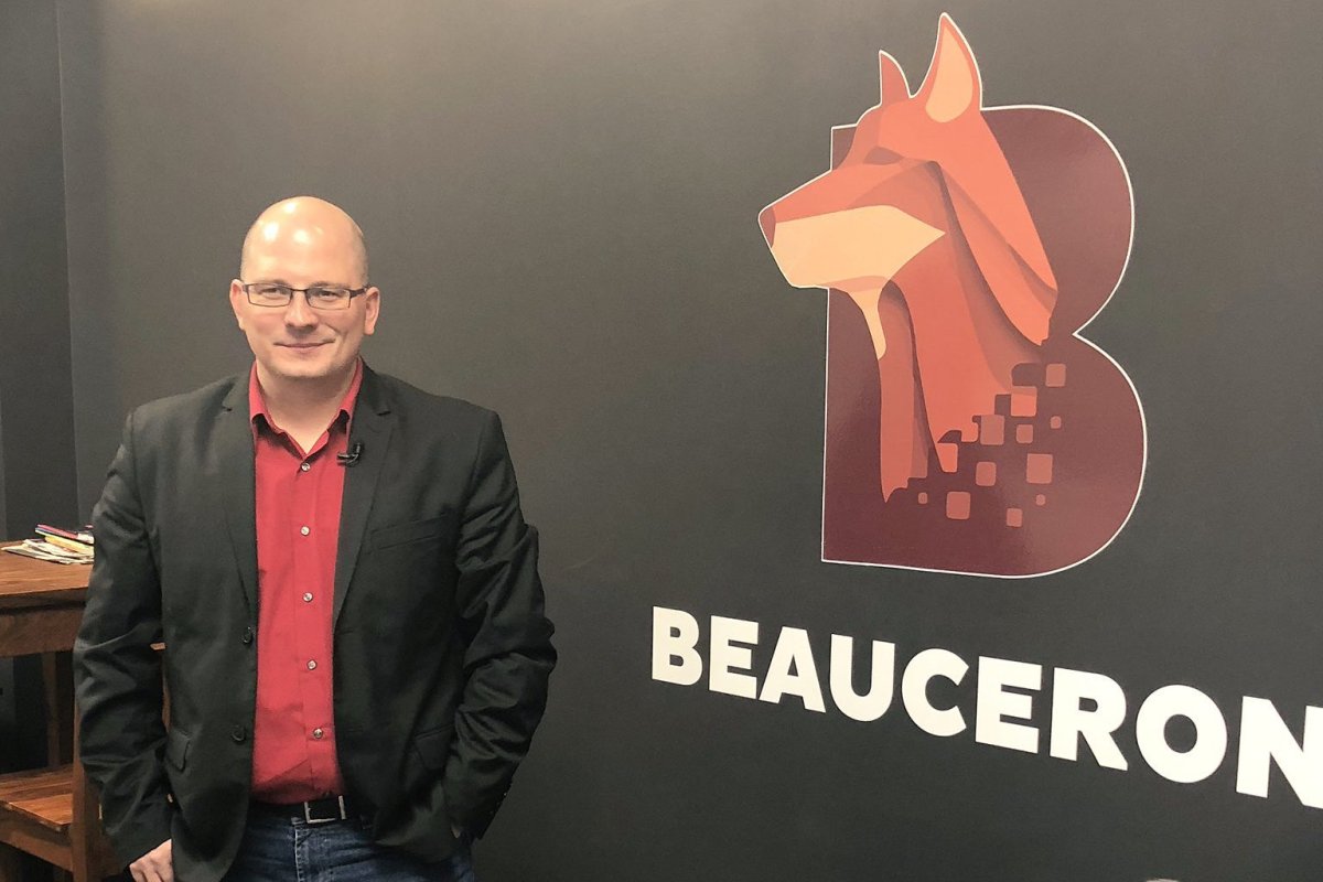 David Shipley, CEO of Beauceron, poses at the company’s offices in Fredericton, N.B., on Oct. 28, 2018. 