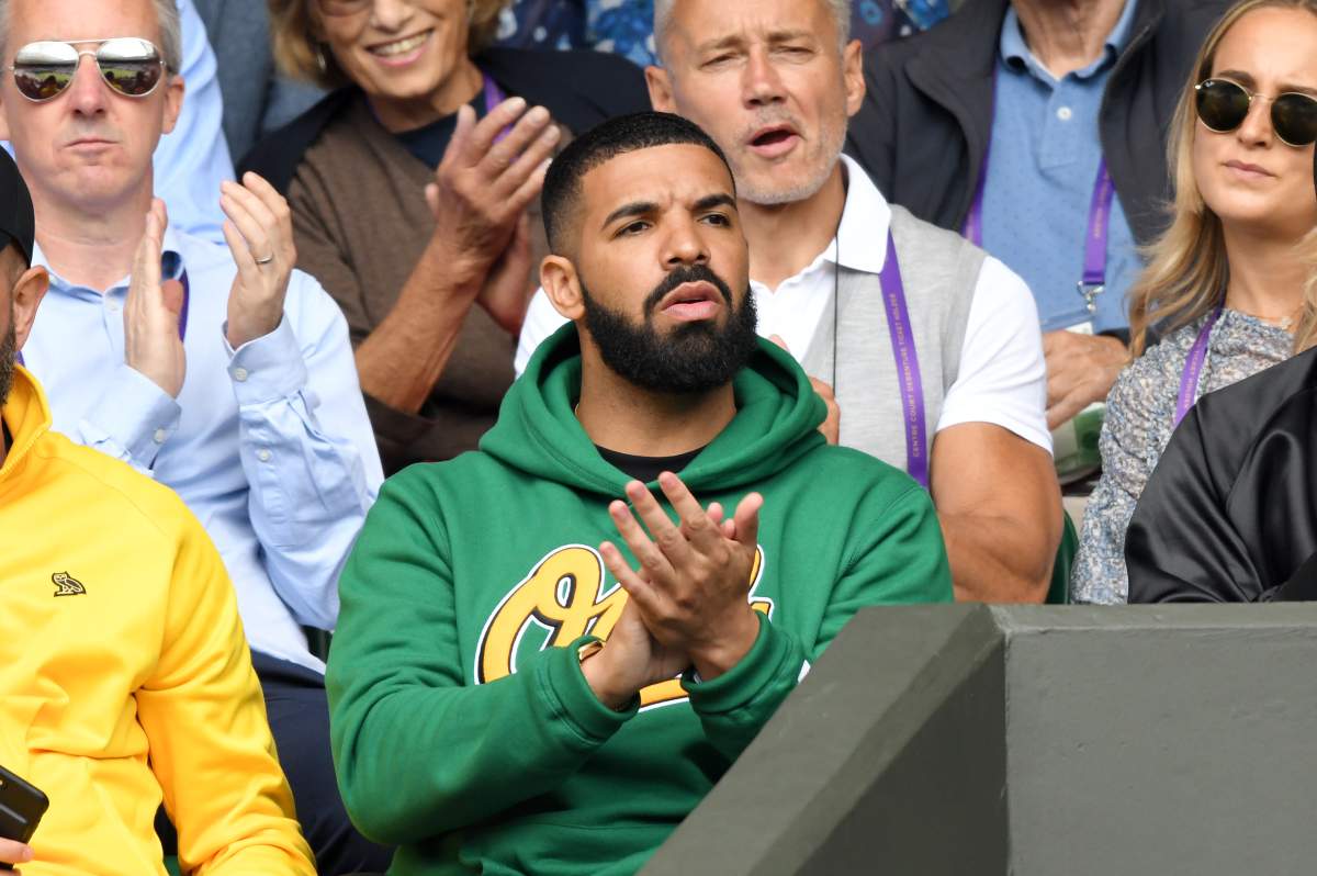 Drake attends the Wimbledon Tennis Championships on July 10, 2018 in London, England.