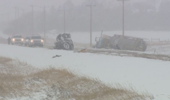 A man has died following a crash east of Airdrie on Tuesday, RCMP said.
