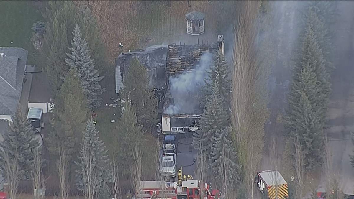 A house in Sturgeon County is destroyed by fire on Saturday, Oct. 20, 2018.