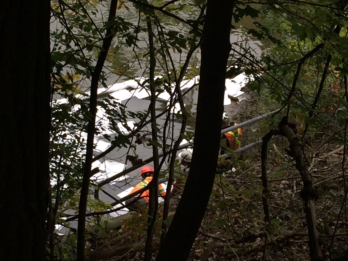 Crews are cleaning the contained diesel fuel spill in the Thames from a garbage truck that leaked the fuel into the storm sewer, which then made its way into the river.