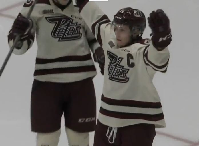 Zach Gallant scored a hat trick to lead the Peterborough Petes past the Sault Ste. Marie Greyhounds 5-2 on Thursday.