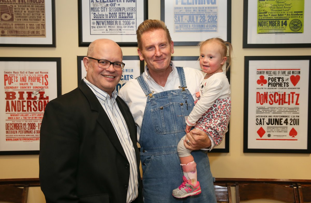 Country Music Hall of Fame's Michael McCall, Singer-songwriter Rory Feek and daughter Indiana Feek at Country Music Hall of Fame and Museum on March 11, 2017 in Nashville, Tennessee.  