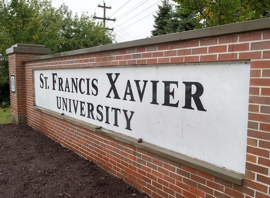 A sign marks one of the entrances to the St. Francis Xavier University campus in Antigonish, N.S. on Friday, Sept. 28, 2018.
