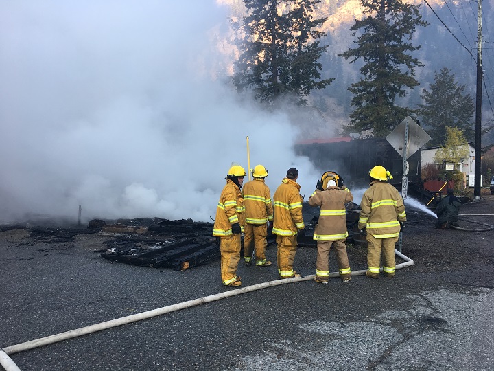 The fire that destroyed the Hitching Post Restaurant in Hedley, B.C., started overnight, at approximately 2 a.m.