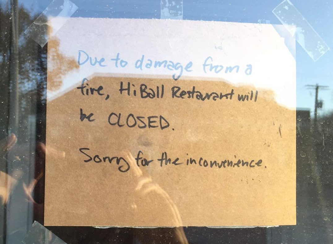 A fire at the Hi-Ball Restaurant on Academy Road was extinguished Thursday night.