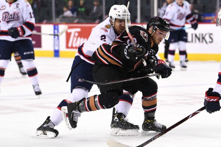 The Pats ended their three-game road trip with a 4-3 overtime win against the Calgary Hitmen on Sunday.