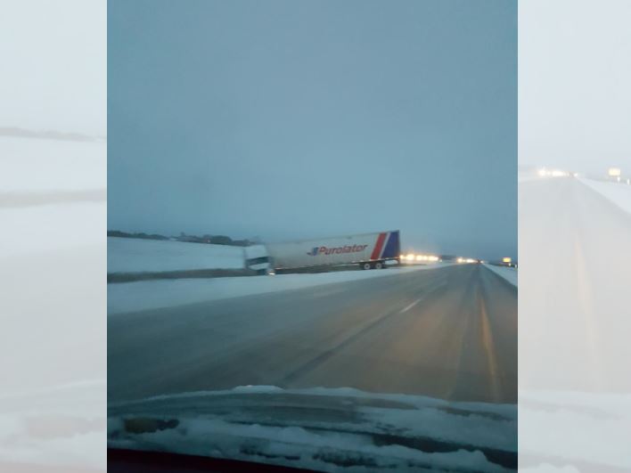 This was the scene between Hwy. 12 and Defresne Man., early Thursday.