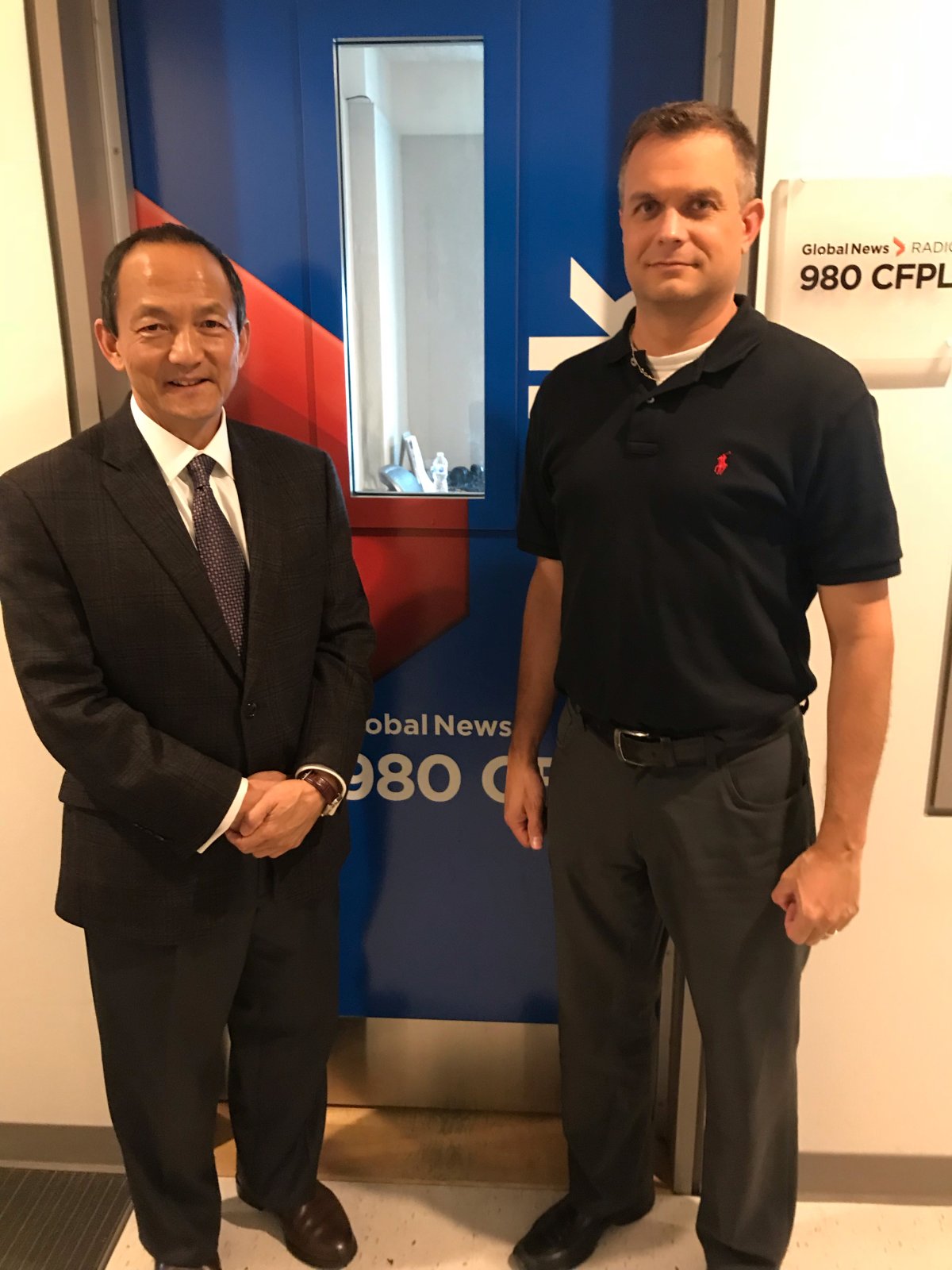 Paul Cheng and Mike Stubbs in the 980 CFPL studios on October 15, 2018. 