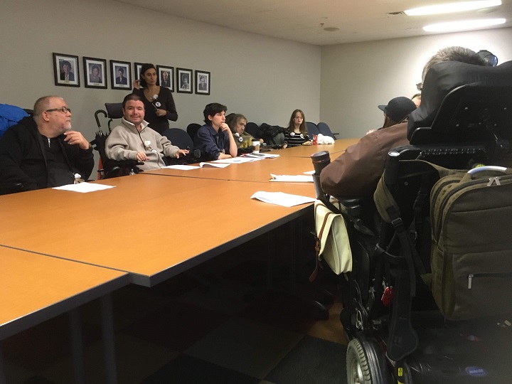 Disability rights activists are staging a sit-in at the Quebec Ombudsman's office. Wednesday, Oct. 31, 2018.