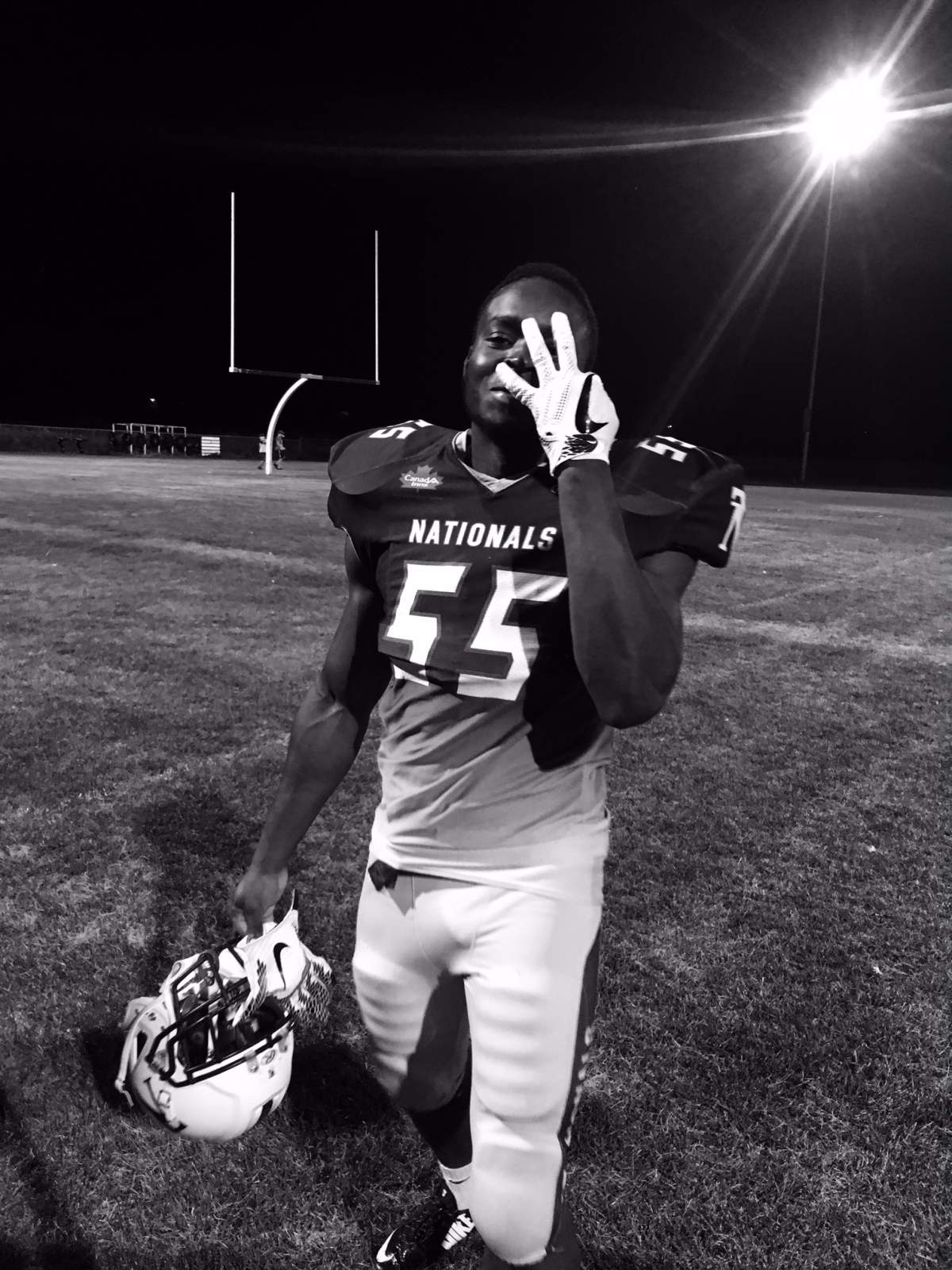 Chris Otisi during his time playing with the Transcona Nationals, his first year playing football.