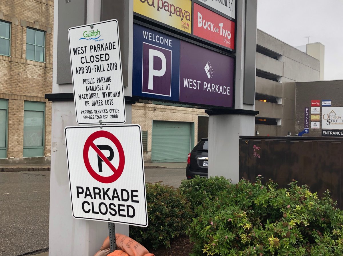 The city says the West Parkade in downtown Guelph will reopen on Oct. 9. 
