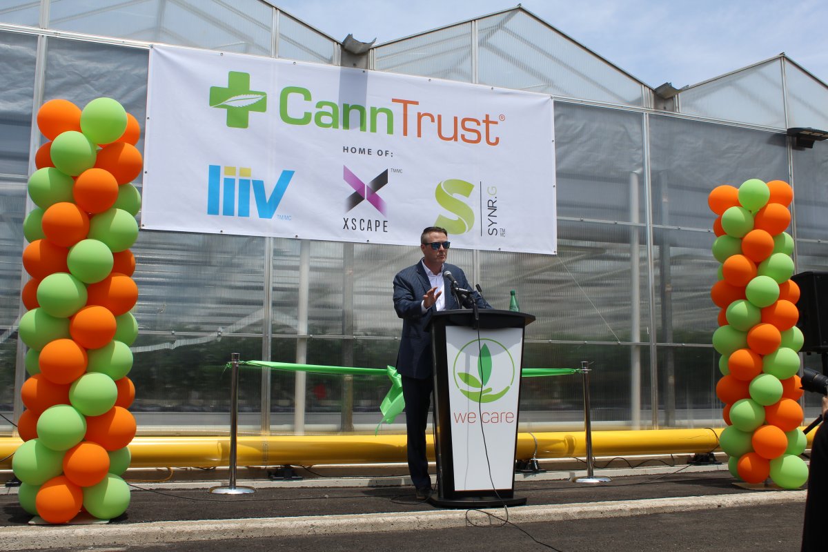 CannTrust president Brad Rogers at the opening of their Niagara production facility.