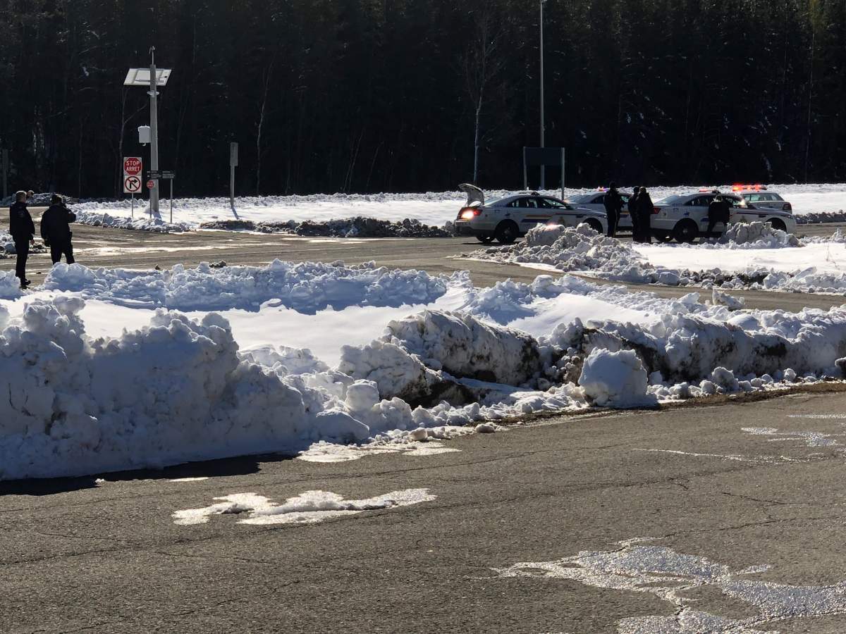 RCMP on the scene of a suspicious vehicle on the Canadian side of the Woodstock-Houlton border Friday afternoon.