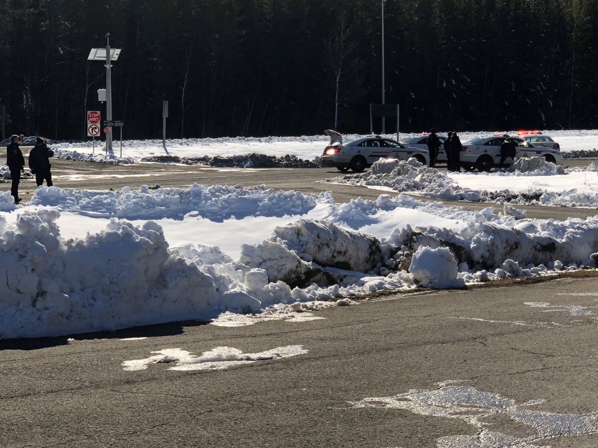 RCMP on the scene of a suspicious vehicle on the Canadian side of the Woodstock-Houlton border Friday afternoon.
