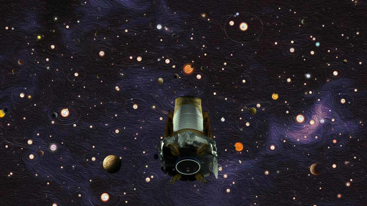 This illustration depicts NASA’s exoplanet hunter, the Kepler space telescope.
