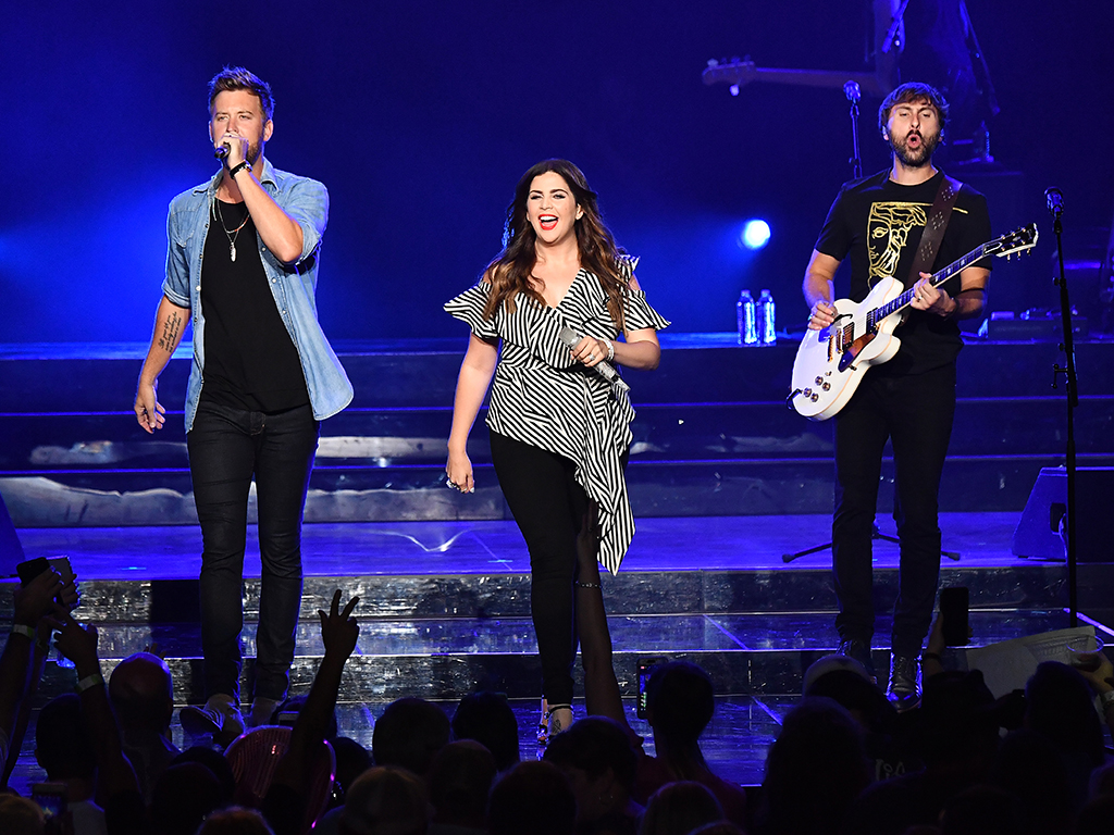 (L-R) Charles Kelley, Hillary Scott and Dave Haywood of Lady Antebellum perform in concert during Summer Plays On tour  at Verizon Wireless Amphitheater on Sept. 27, 2018 in Alpharetta, Georgia. 