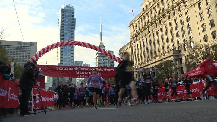 Numerous road closures will be in place Sunday for the Scotiabank Toronto Waterfront Marathon.