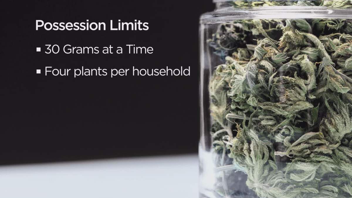 Each person is allowed to have up to 30 grams on them at a time.