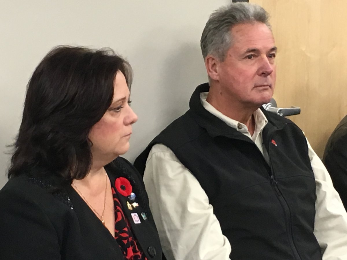 Mayoral hopefuls Cindy Fortin and Harry Gough watch over the judicial recount in Peachland in 2018. The tied election was eventually determined by a draw.