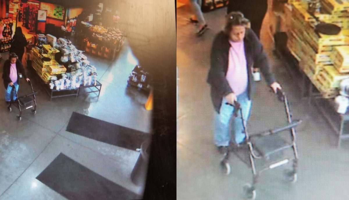 Surveillance video shows Rita Felling at a Surrey Save-On-Foods on Wednesday afternoon.