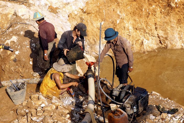 Mine workers are shown at the ruby mine site in Mogok, about 200 km north of Mandalay, Mandalay division, Myanmar, April 11, 2016.