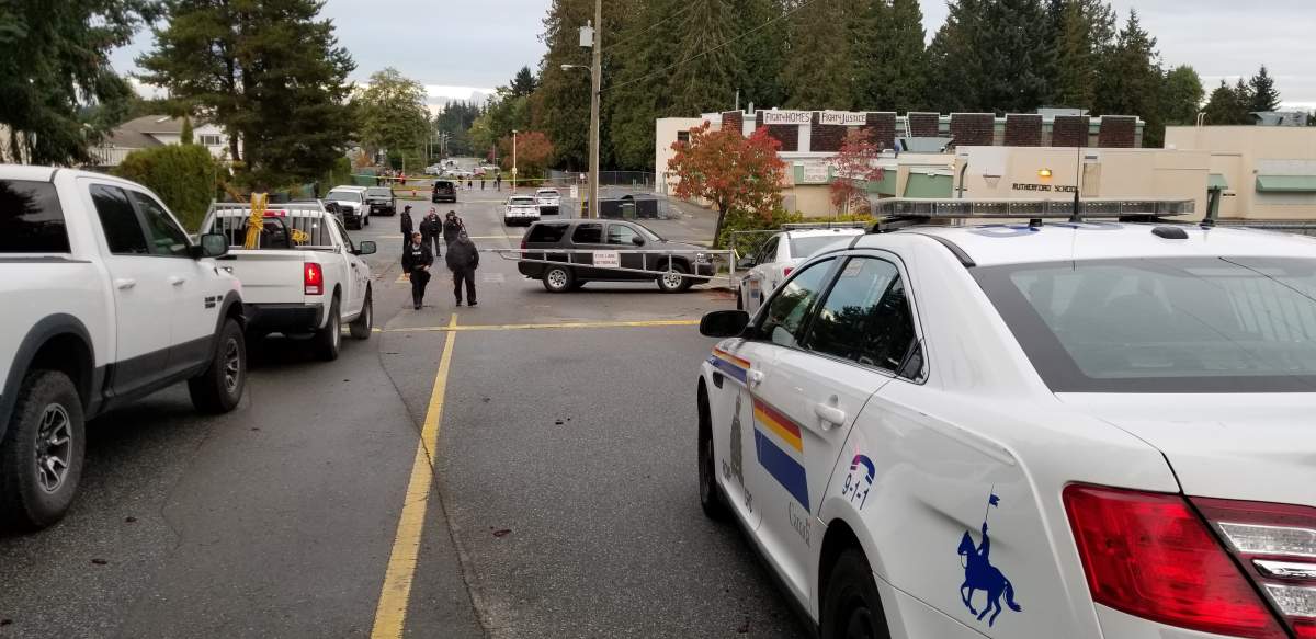 Squatters have hung banners from the occupied school.