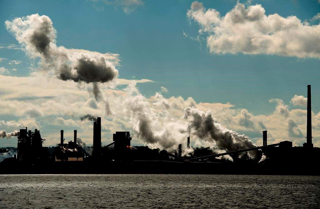 The steel mills in the Hamilton waterfront harbour are shown in Hamilton, Ont., on Tuesday, October 23, 2018. The Liberal federal government announced a new federal imposed carbon tax which will start in January.