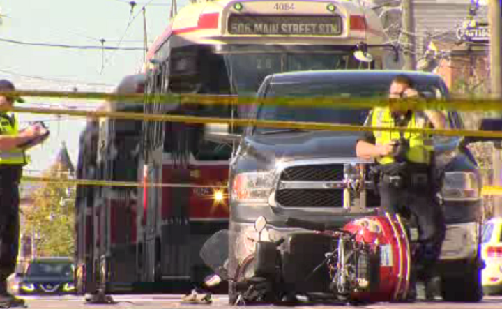 Man in his 70s riding scooter suffers life-threatening injuries after west-end collision with truck.