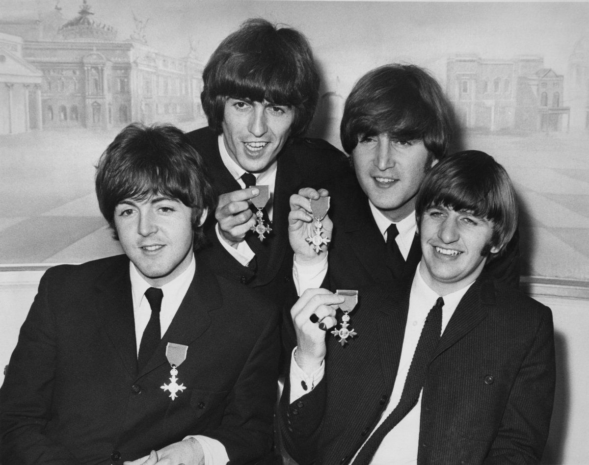 The Beatles: (L-R) Paul McCartney, George Harrison, John Lennon, Ringo Starr. 