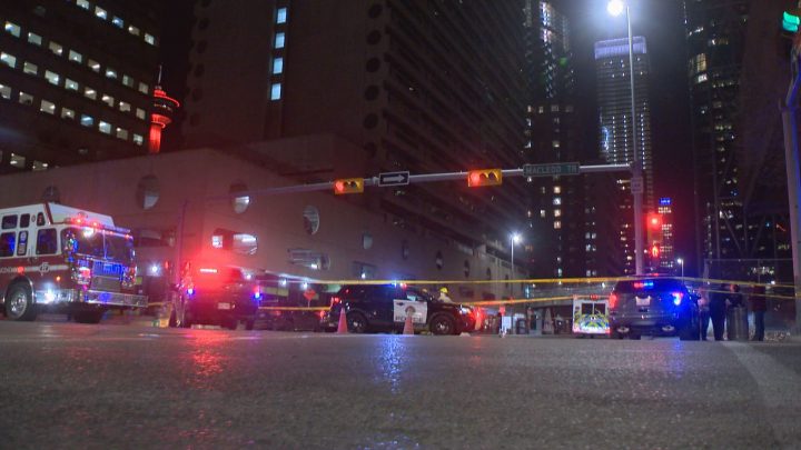 A man has died after being hit by a vehicle in downtown Calgary on Monday, police said.