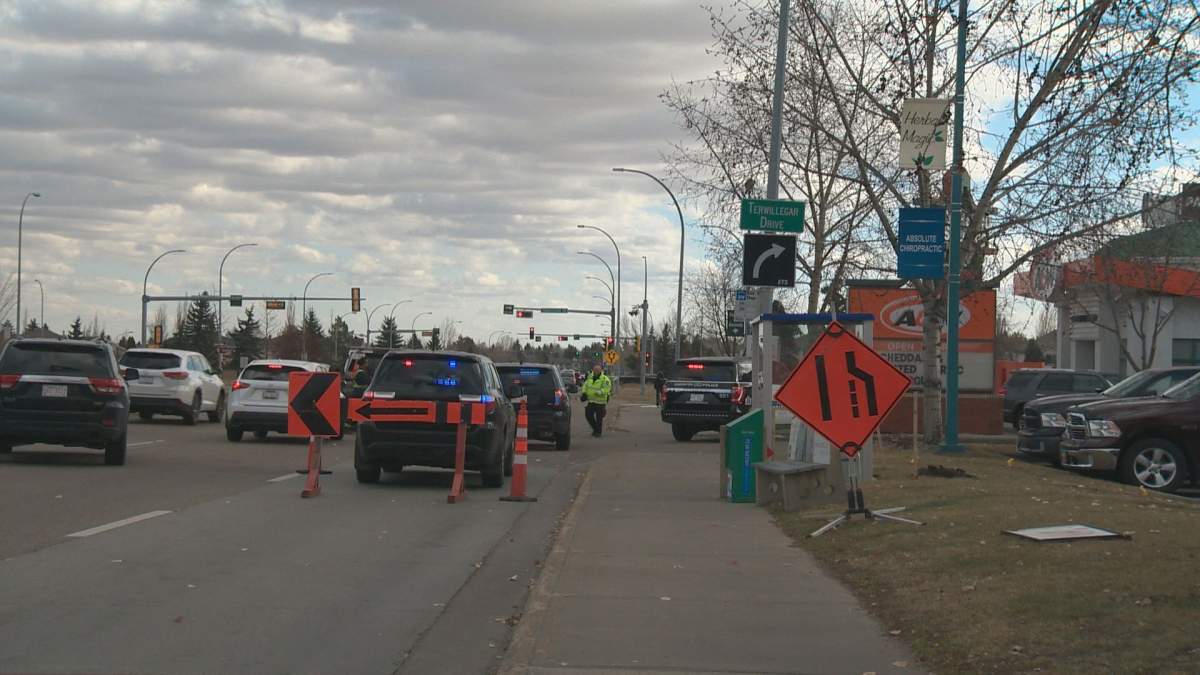 A pedestrian was taken to hospital after being struck by a vehicle in the area of Terwillegar Drive and Rabbit Hill Road Saturday, Oct. 27, 2018.