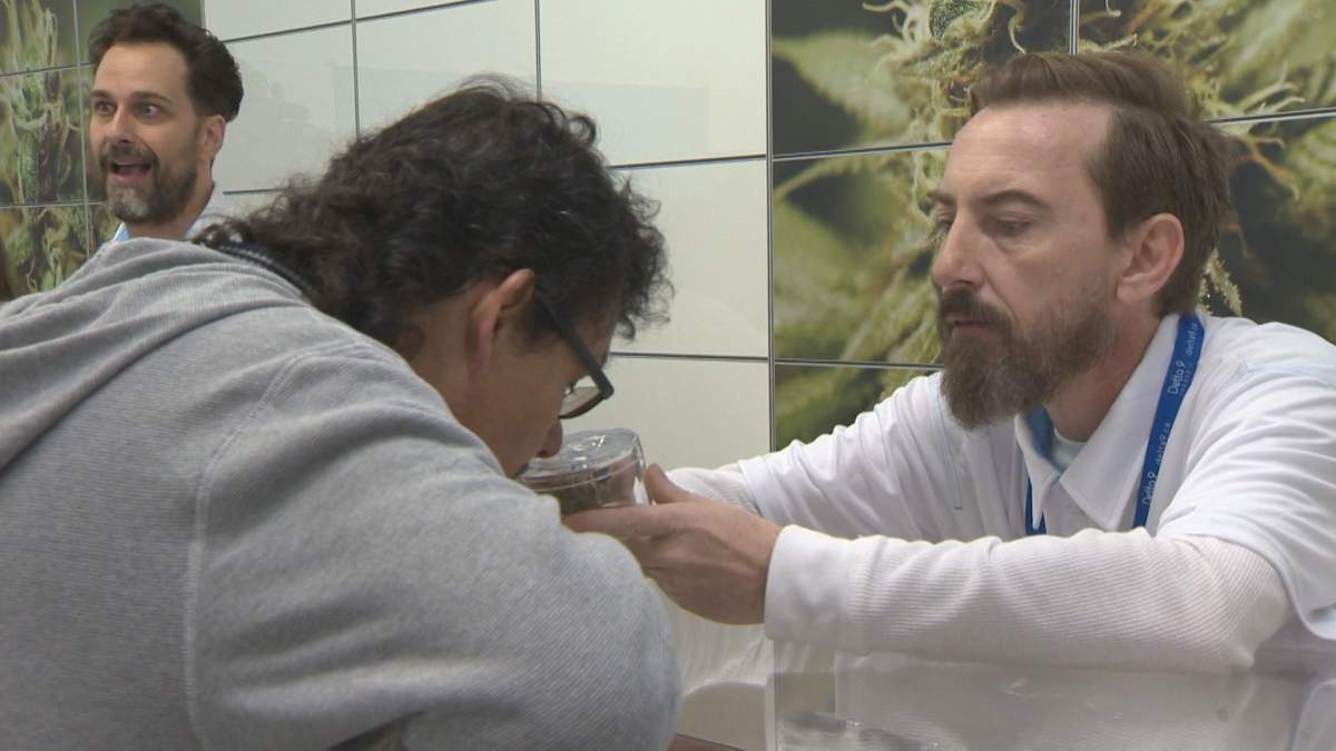 A customer shops for pot at Delta 9 Cannabis in Winnipeg.