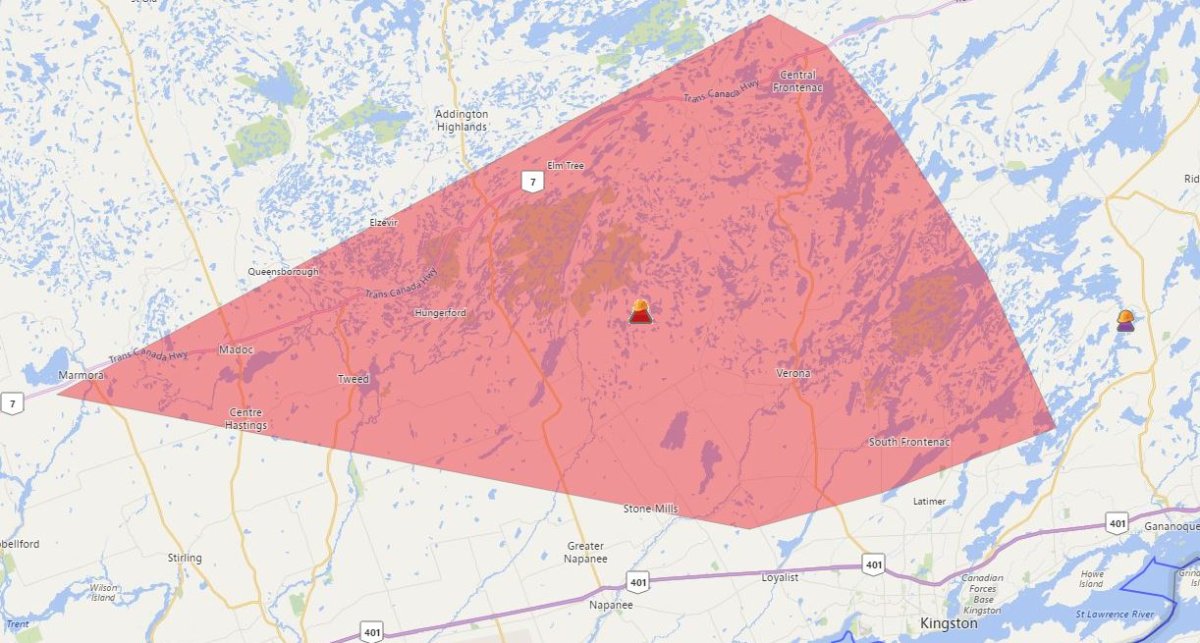 Power went out for over 10,000 Hydro One customers in areas north of Kingston on Oct. 31.