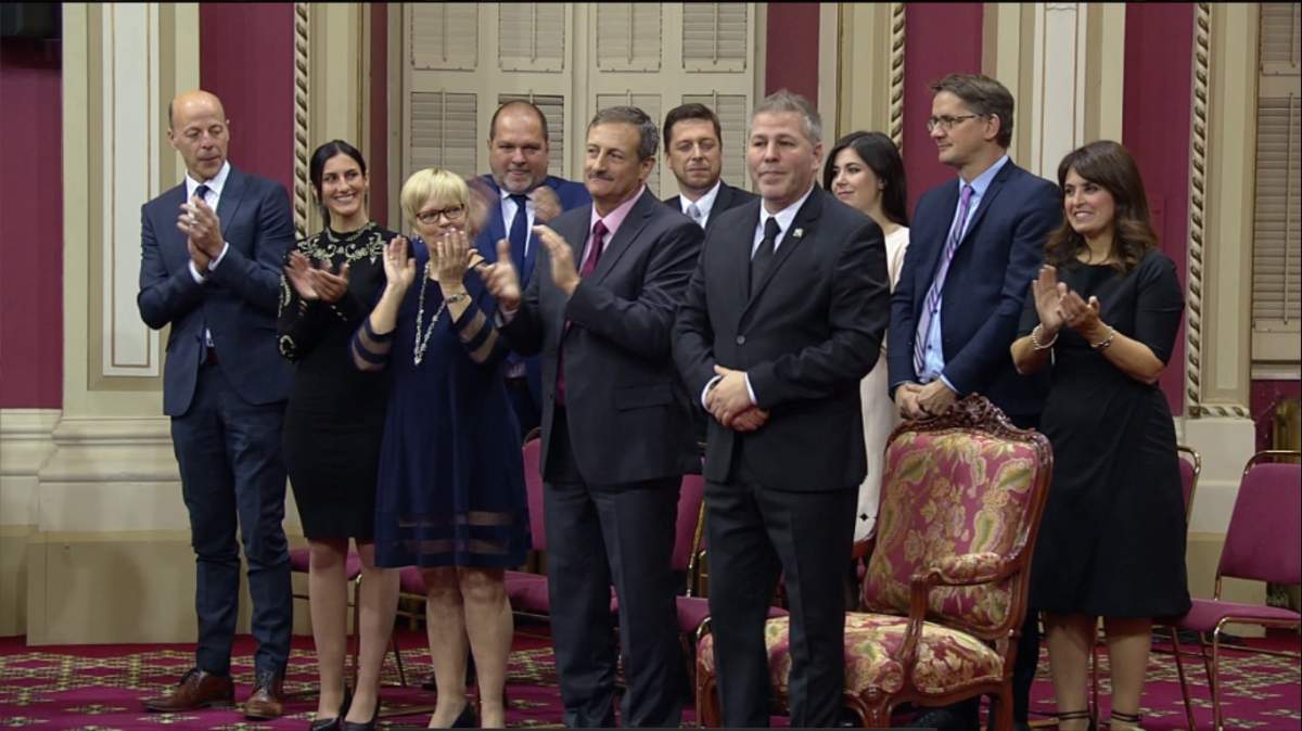 The ten Parti Quebecois MNA's were sworn in at the National Assembly on Friday, October 19, 2018.